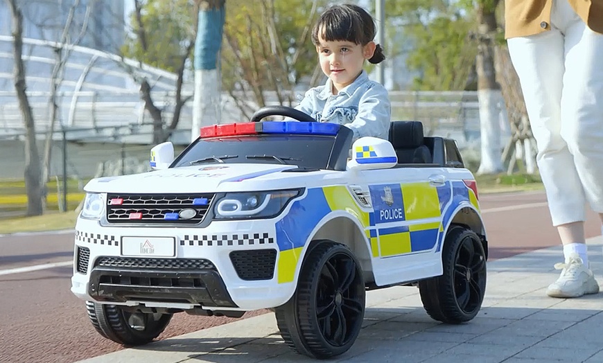 Image 3: HomCom 12V Kid Electric Ride On Police Car with Remote Control