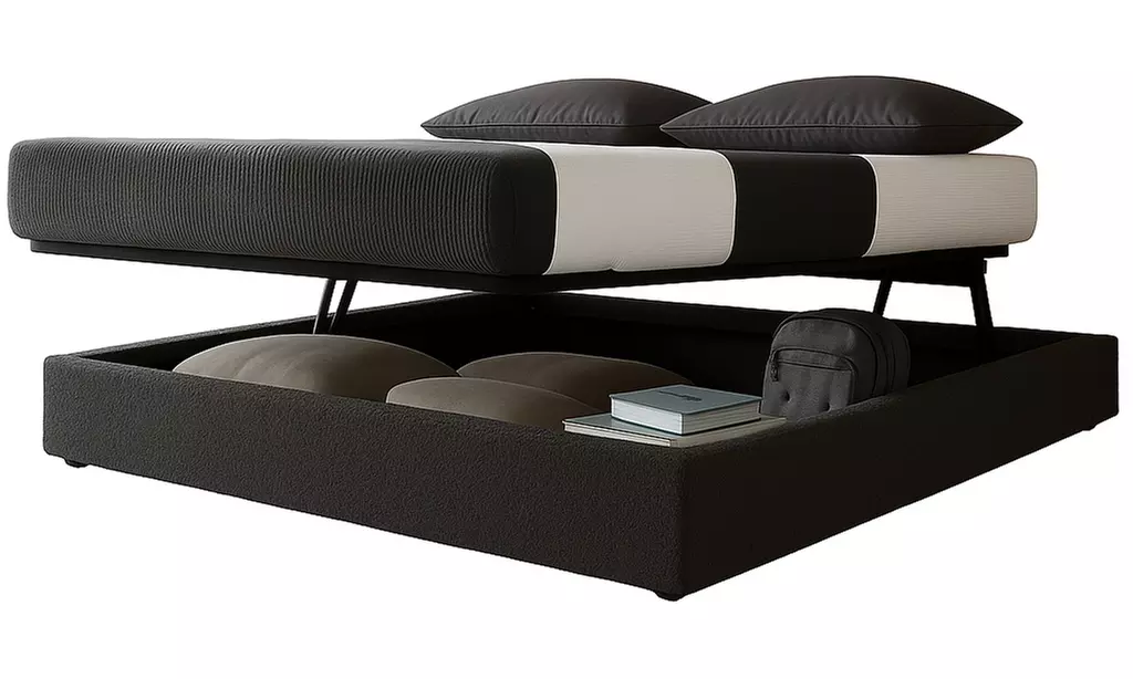 Lit coffre Bouclette, 3 positions : repos, faire lit, stocker, Sampur