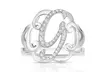 Crystal Monogram Ring in Sterling Silver - Second Medium
