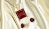 18K Yellow Gold plated Garnet Princess Cut 18 Inch Necklace & Round Earrings Set