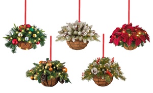 Christmas-Themed Hanging Baskets Decor 