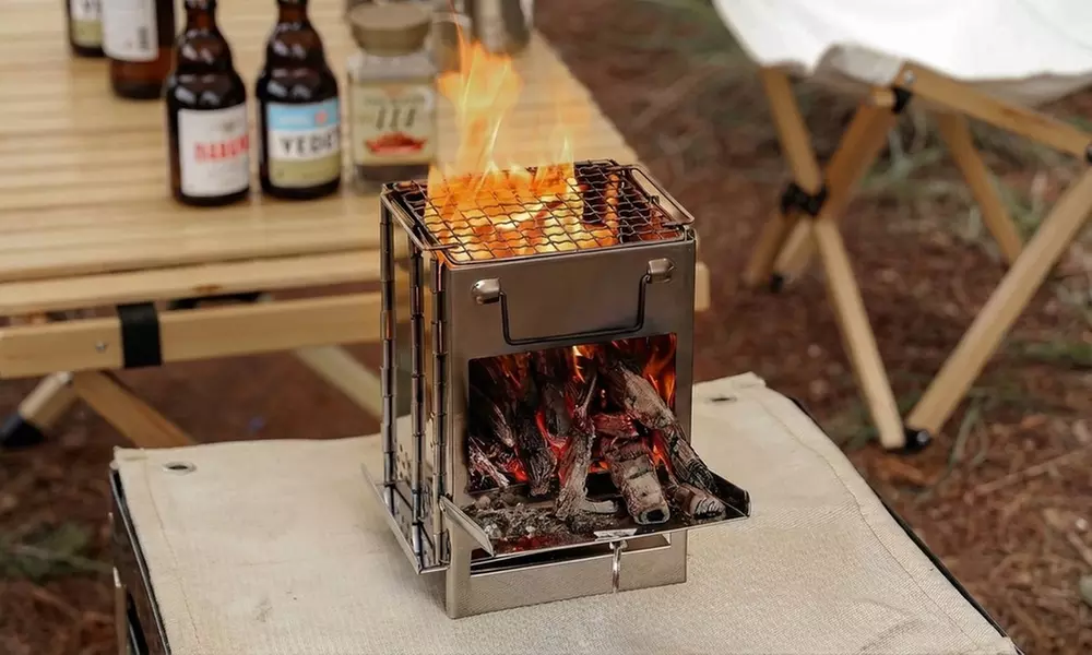 Portable Stainless Steel Folding Camping Stove with Carry Bag