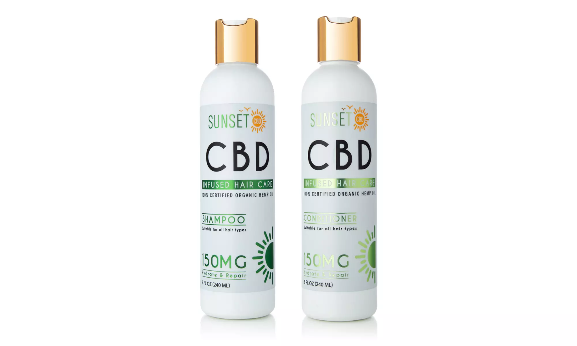 Hydrating CBD Shampoo & Repairing Conditioner from Sunset CBD (150mg) - Second Medium