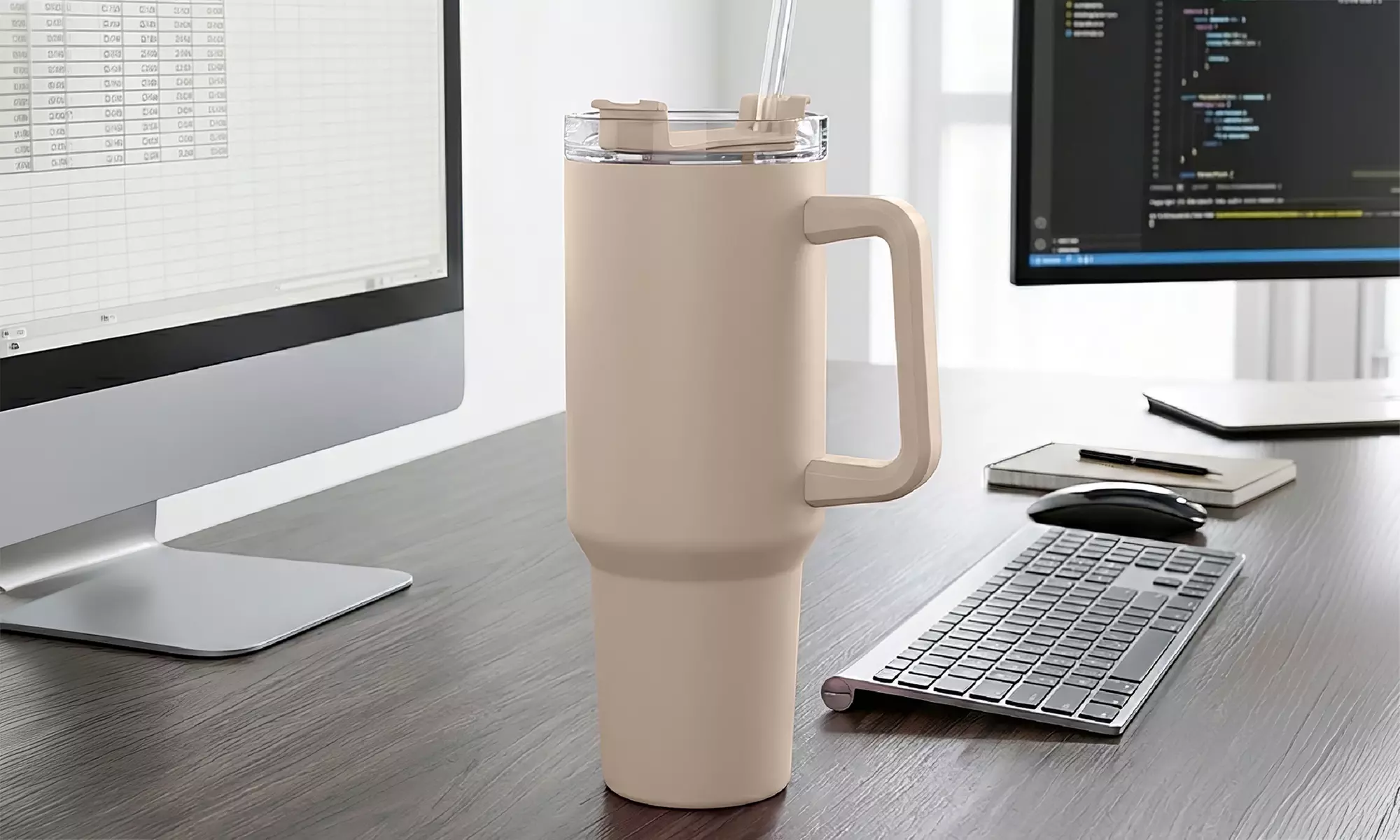 Thermosflasche 1200 ml mit Strohhalm