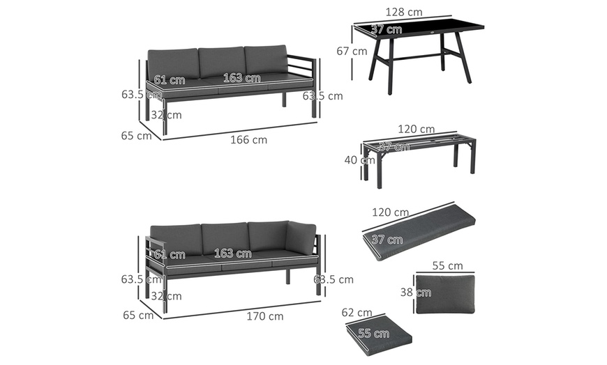 Image 8: Outsunny Eight seater L-shaped Garden Furniture Set