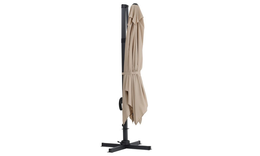 Image 11: Rotatable Square Cantilever Umbrella with Fillable Base