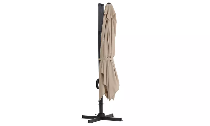 Image 11: Rotatable Square Cantilever Umbrella with Fillable Base