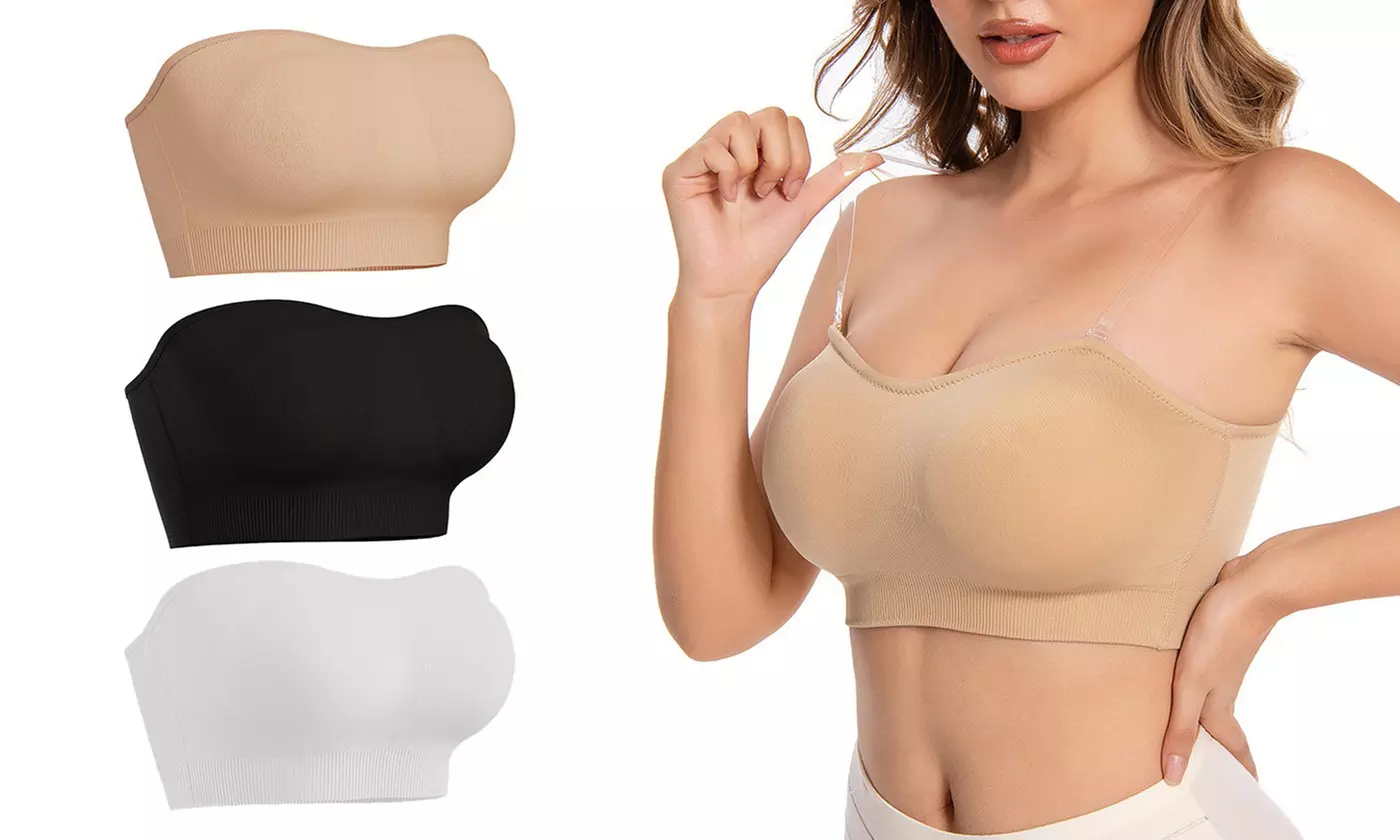 Women Strapless Bralette Seamless Bandeau Padded Tube Top Bra