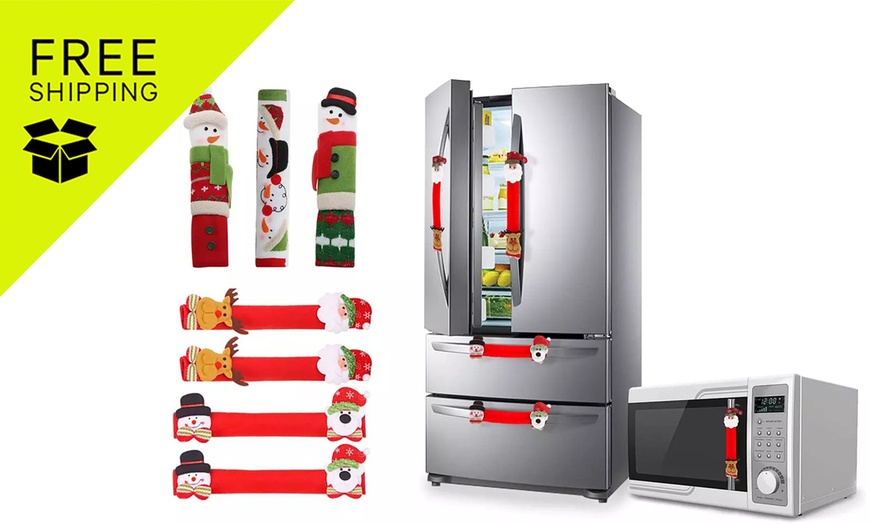 Image 1: Christmas Fridge Door Handle Covers Set