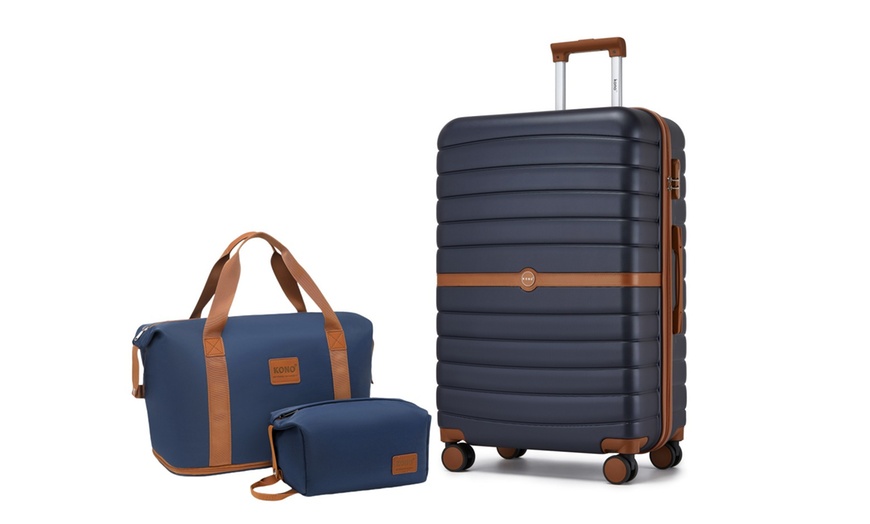 Image 7: Lot valise et sac de voyage marron bleu marine