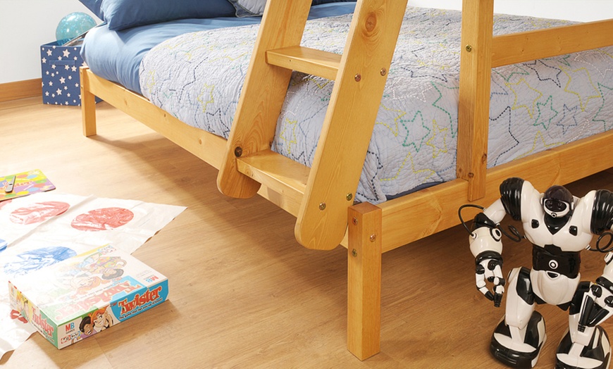 Image 2: Solid Pine Triple Bunk Bed with Optional Mattresses