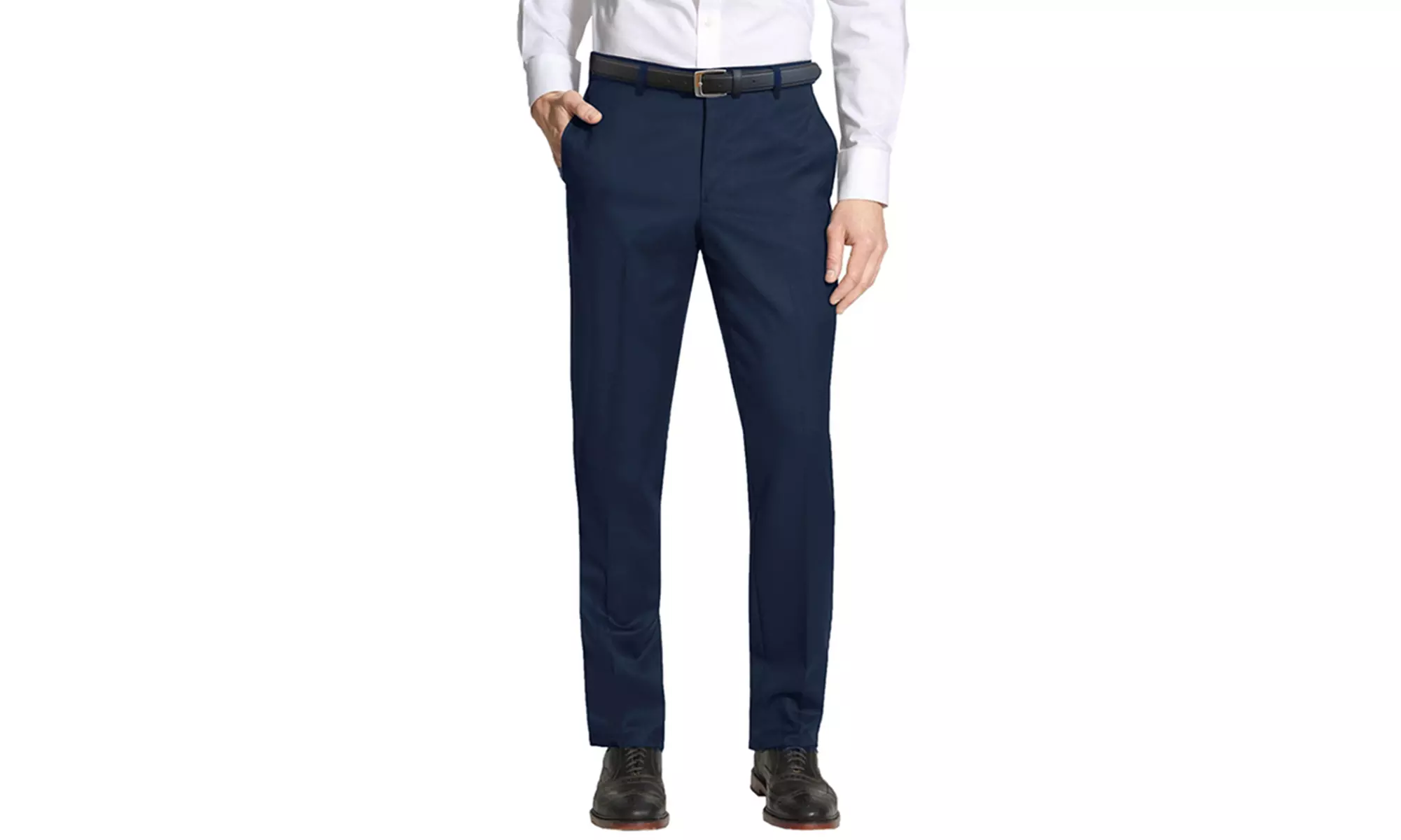 Galaxy by Harvic Men's Belted Slim-Fit Dress Pants - Multiple Inseams - Second Medium
