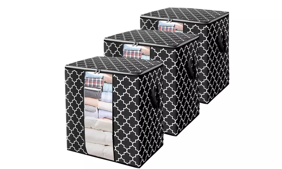 3-Pack 100L Large Capacity Clothes Storage Organizer with Reinforced Handle