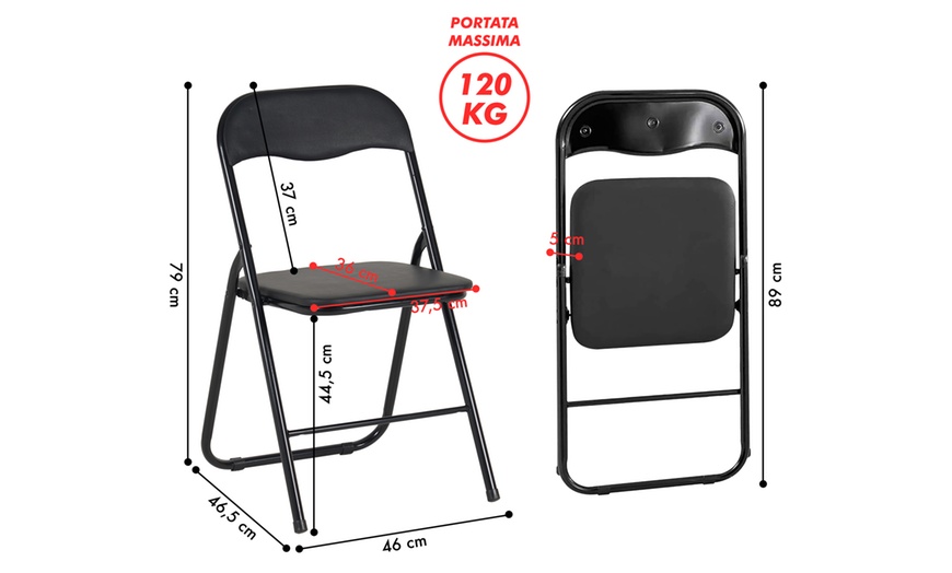 Image 5: Set de 6 sillas plegables ligeras con estructura de metal