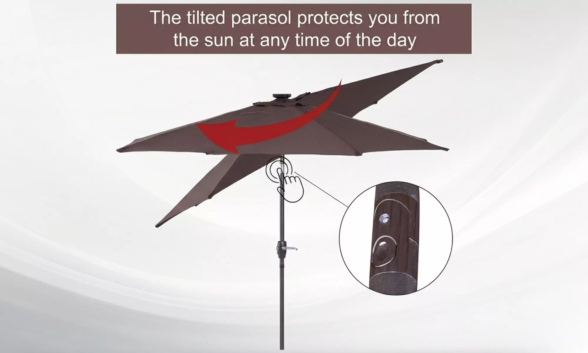 Outsunny Solar LED Tilt Parasol Umbrella