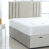 Image 1: Plush Velvet Ottoman Gas Lift Bed with Memory Spring Mattress
