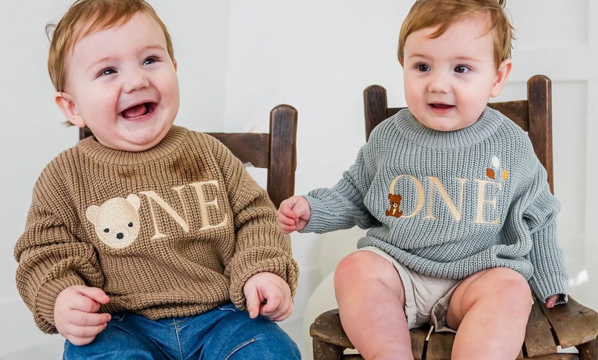 Image 2: One or Two Personalized Embroidery Baby Sweaters