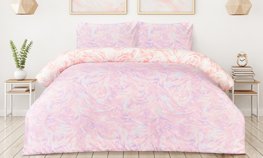 Image 1: Single Oiled Swirl Duvet Set 