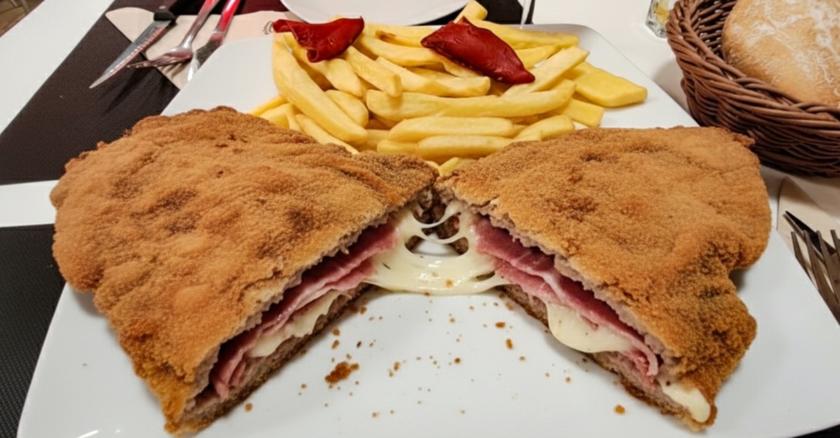 Menú cachopón con vino en el Restaurante Valverde de Madrid