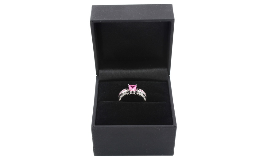 Image 6: Doppio anello veretta e solitario Destiny con zircone blu zaffiro