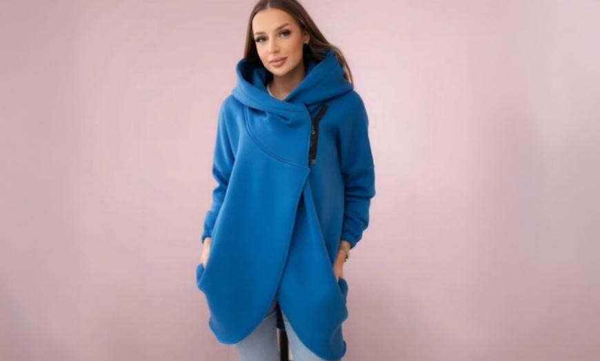 Image 1: Women’s Casual Hooded Fleece-lined Solid Color Sweatshirt Jacket