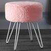 Image 1: Round Plush Vanity Stool with Metal Legs
