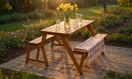 Groupon Acacia 2-in-1 Bench and Picnic Table