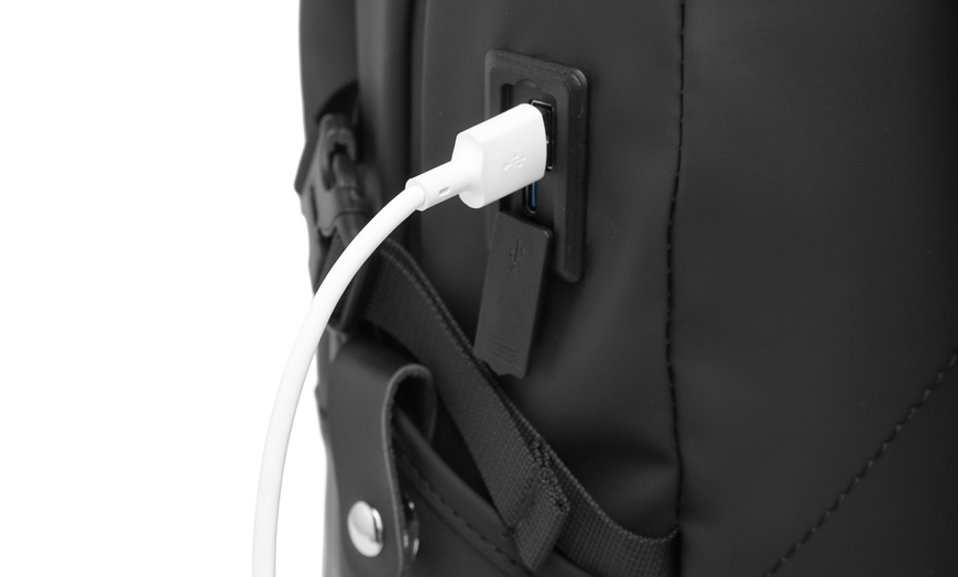 Image 10: KONO PVC Coated Water-Resistant Backpack Travel Business Laptop Bag