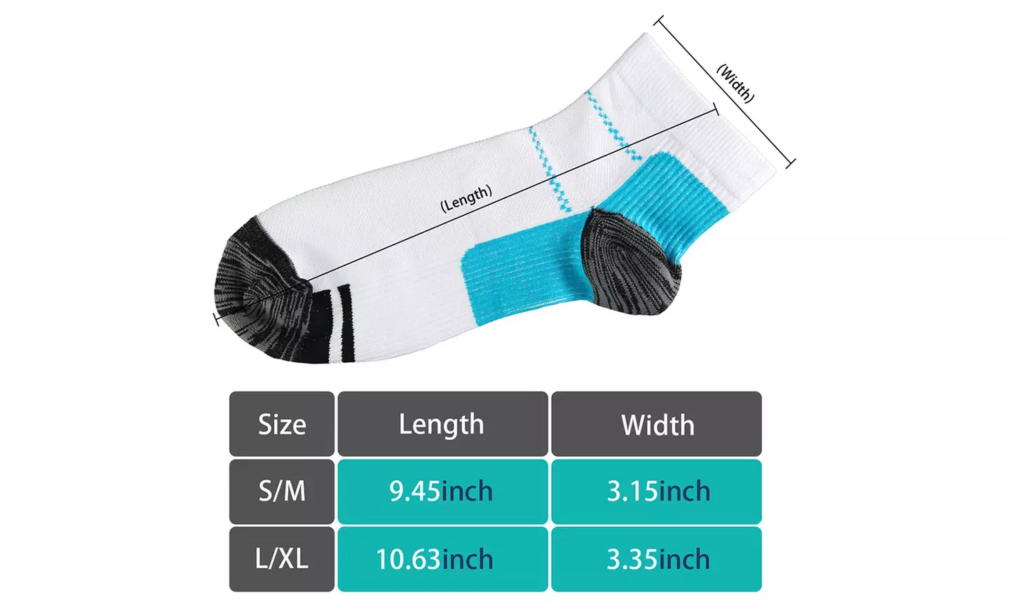 Unisex Plantar Fasciitis Ankle-Length Compression Socks (3-6 Pairs)