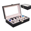 Image 4: PU Leather Watch Cushion Display Glass Top Organizer Box(6,10,12,20,24 Slots)