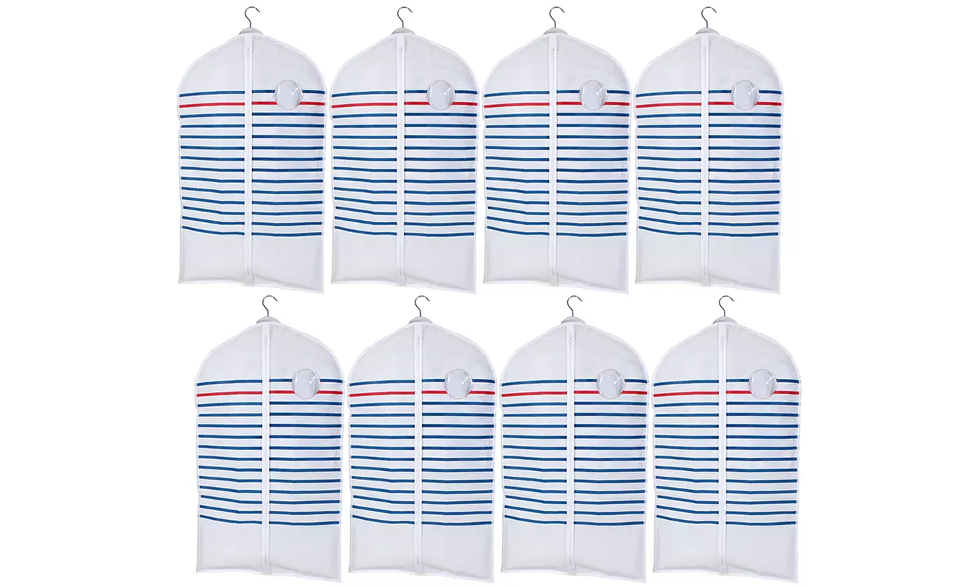 2, 4 ou 8 housses de protection rayées pour vêtement avec poignées de transport - Image 3