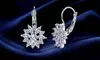 Crystal Flower Lever-back Earring in 18k White Gold