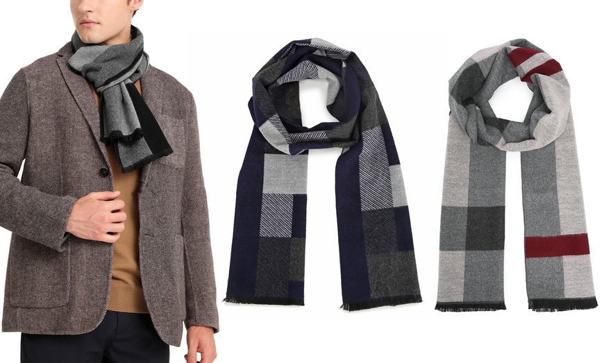 Image 1: Men's Plaid Winter Scarf Warm and Stylish Scarf