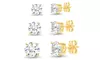Set of 3 1CT , 2CT and 3CT Stud Earrings in 18K Yellow Gold Plating