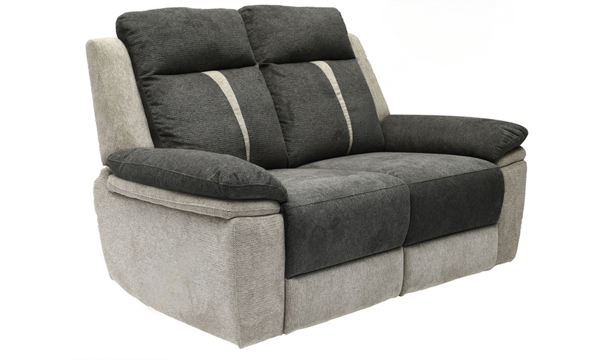 Image 5: Cologne Fabric Manual Recliner Sofa Set 