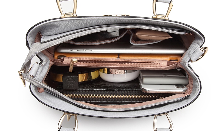 Image 7: PU Leather Texture Design Women's Handbag and Purse Set