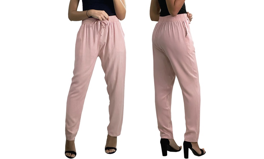 Image 8: Women's Plain Cotton Pocket Trousers