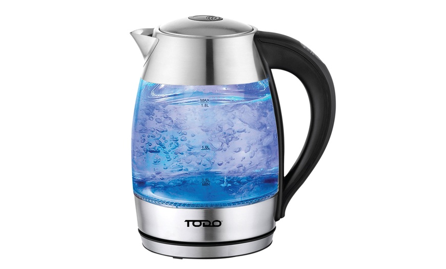 Image 2: TODO 1.7L Electric Cordless Kettle Stainless Steel/ Led Water Jug