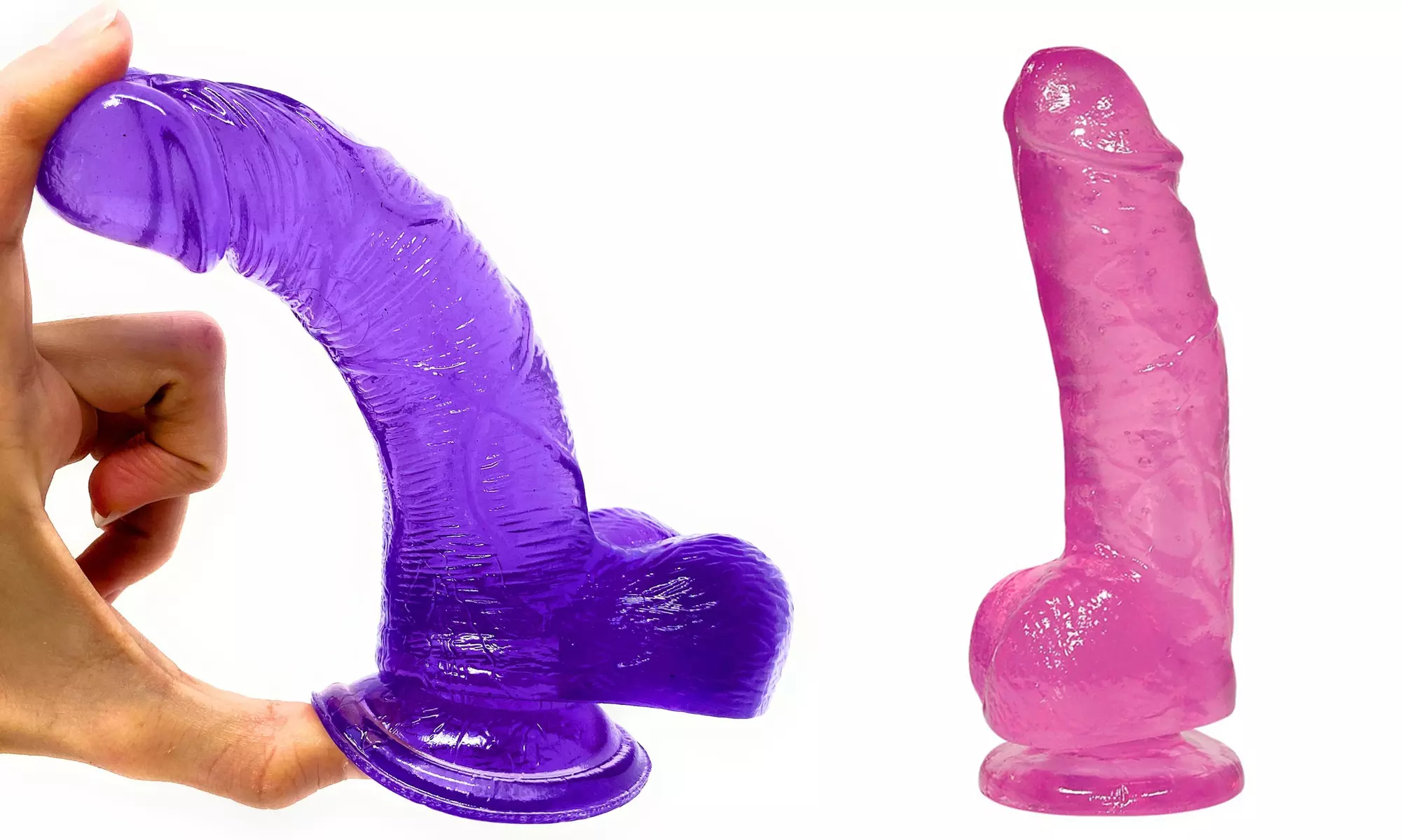 Suction Cup Dildo With B Flexible Waterproof Purple 6.7 Inch