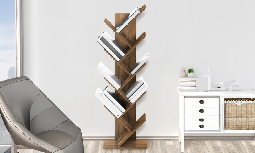 Image 12: Bibliothèque arborescente en bois avec 9 tablettes
