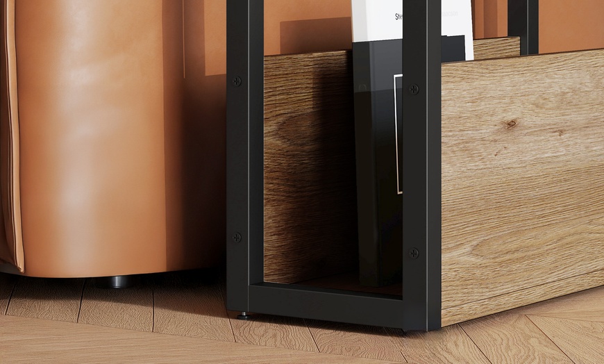 Image 5: HOMCOM Industrial Style Side Table with Storage Shelves