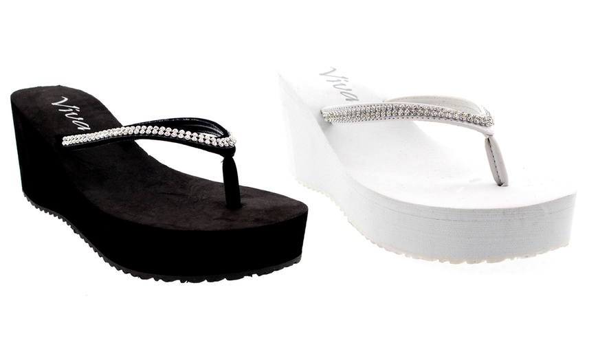 Image 1: Women's Wedge Flip-Flops