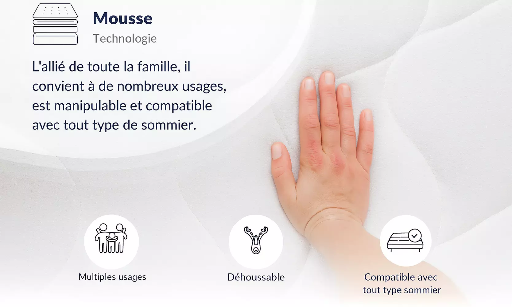 Matelas "Ergo" fabrication française, mousse Haute Densité et latex