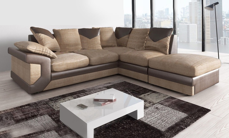 Image 4: Dual-Tone Fabric Sofa Set