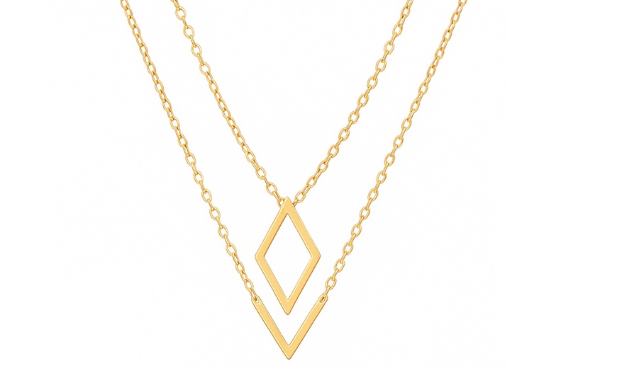 Image 8: Geo Earrings and V Necklace Set