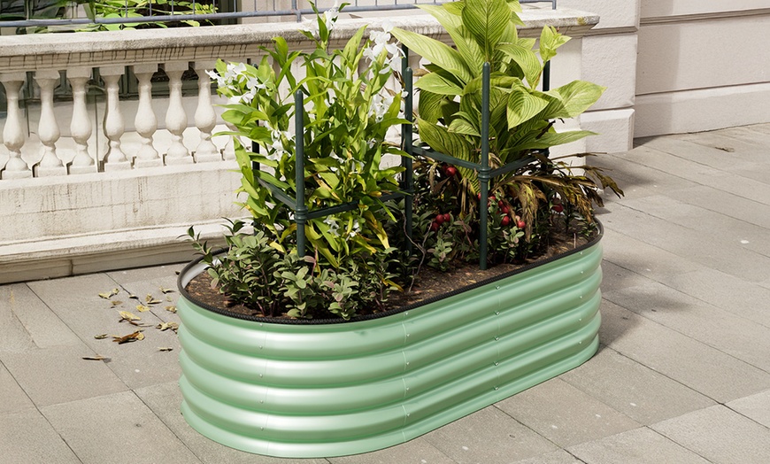 Image 1: Open-Bottom Sectioned Galvanized Steel Raised Garden Bed 160cm x 80cm