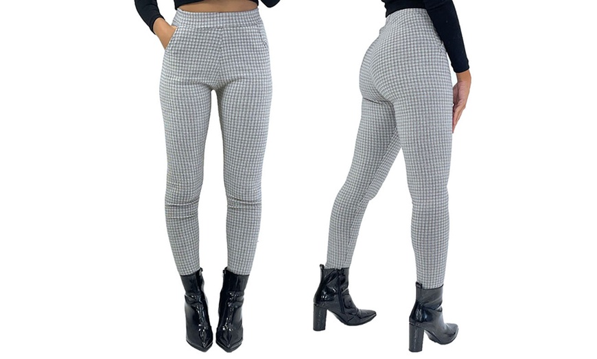 Image 3: Women's Smart Check Print Stretch Trousers