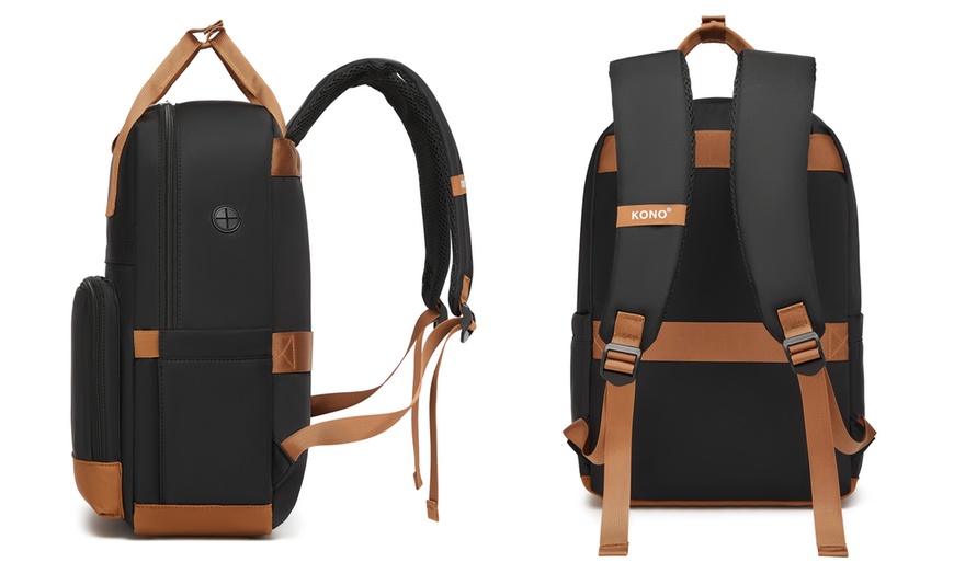 Image 4: KONO wasserabweisender Rucksack mit Laptopfach und USB-Anschluss