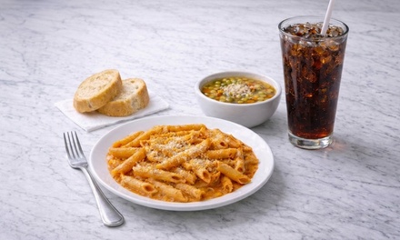 Pasta, Soup, Bread, and Drink - Leonardos Pizza Massapequa