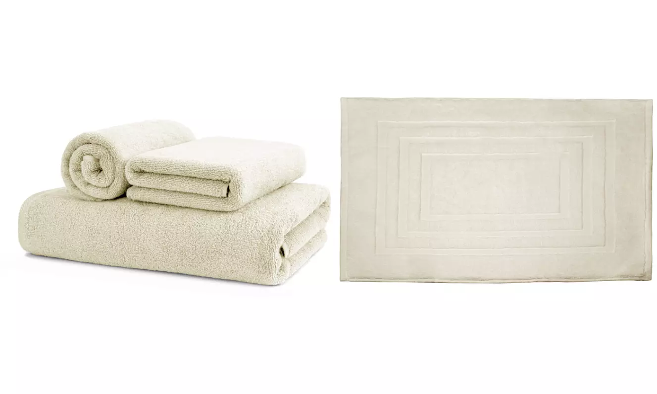 Set 3 salviette e tappeto Sophie in 100% cotone